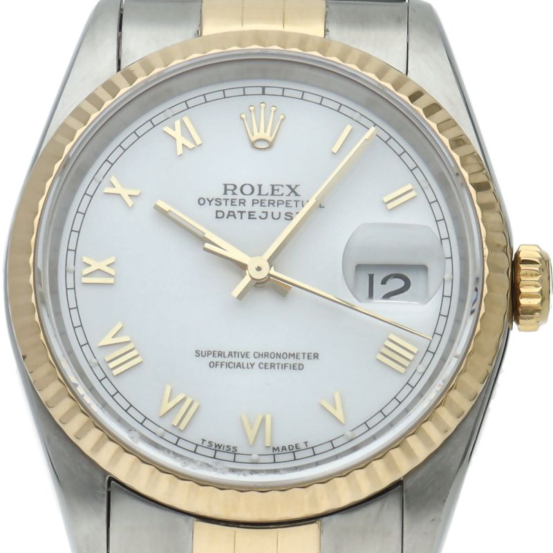 Rolex Datejust Watch 18k Yellow Gold SS White Polished