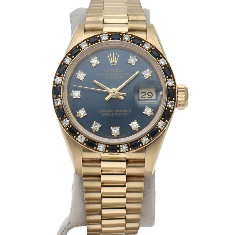 Rolex Datejust Watch Diamond Saffiano Bezel Box 18k Yellow Gold les — view 2