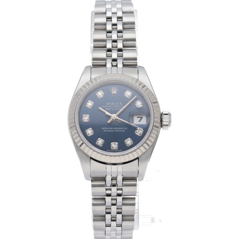 Rolex Datejust Watch Diamond Box 18k White Gold SS les — view 2