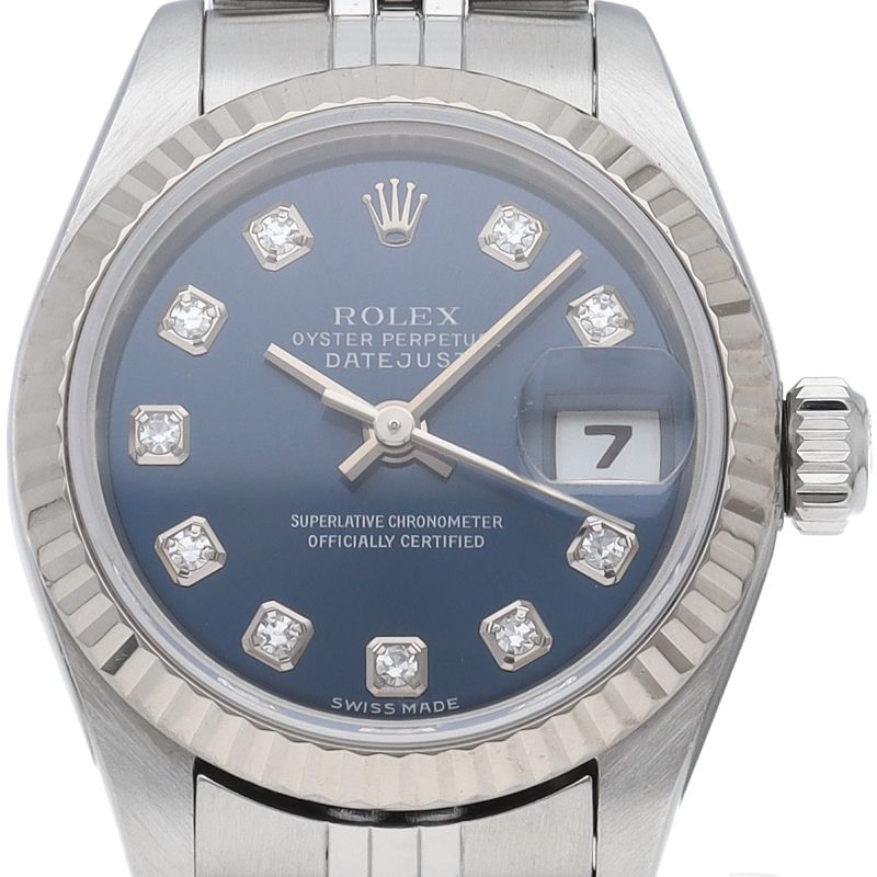 Rolex Datejust Watch Diamond Box 18k White Gold SS les