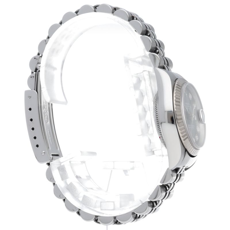 Rolex Datejust Watch Diamond Box 18k White Gold SS les — view 4
