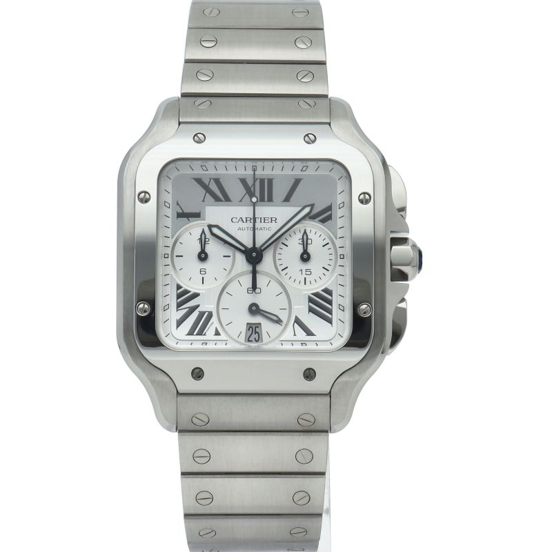 Cartier Santos de Cartier Chronograph Watch SS Silver — view 2