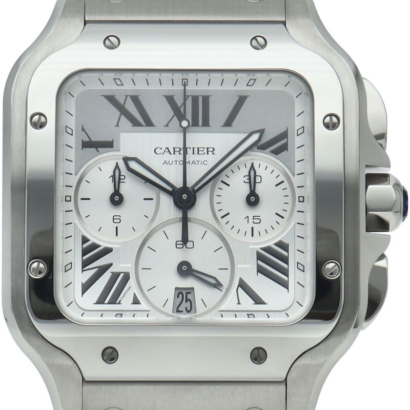 Cartier Santos de Cartier Chronograph Watch SS Silver