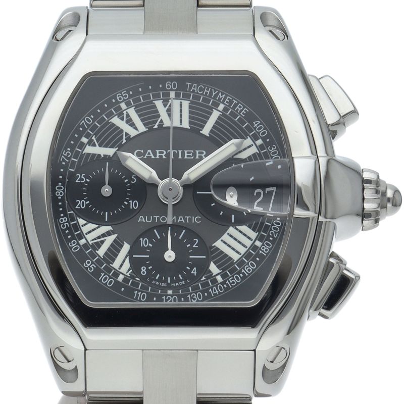 Cartier Roadster XL Chronograph Watch SS Black