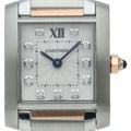 Cartier Tank Francaise SM Watch Diamond Box SS 18k Pink Gold Silver