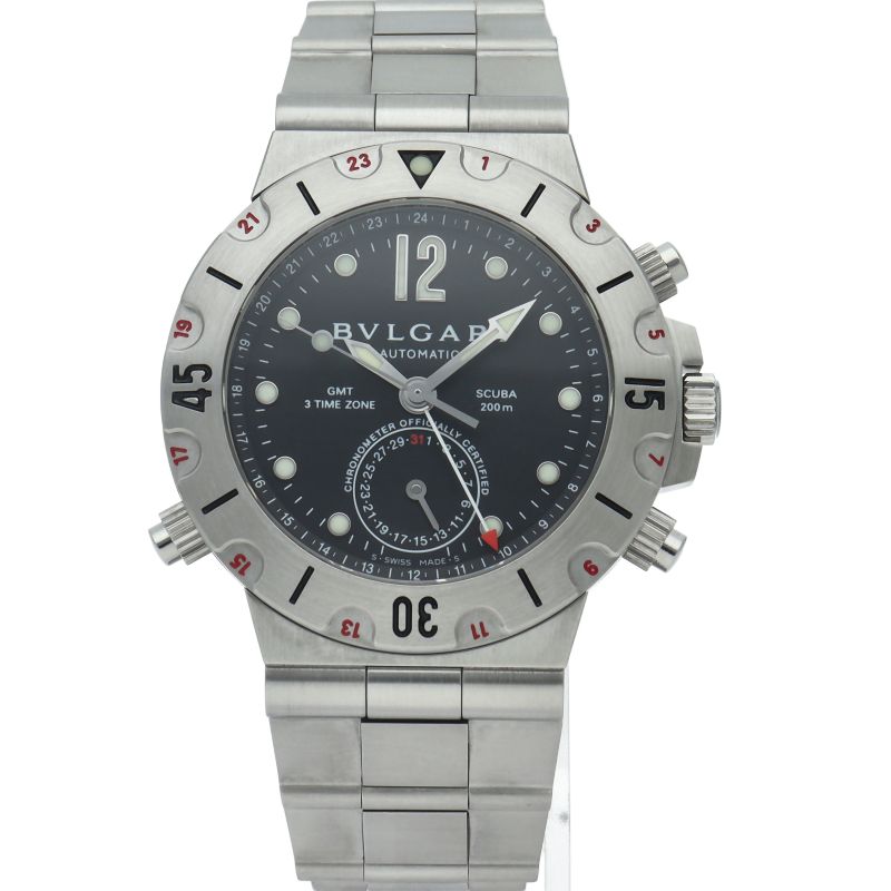 Bvlgari Diagono Scuba GMT Watch SS Black Polished — view 2