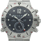 Bvlgari Diagono Scuba GMT Watch SS Black Polished