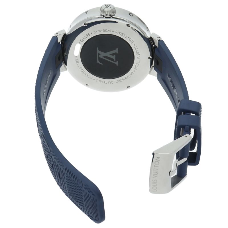 Louis Vuitton Tambour Moon Dual Time GMT Watch 43.5 Box SS Rubber — view 5
