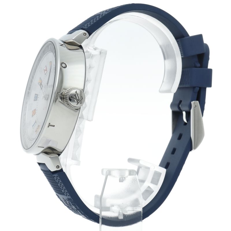 Louis Vuitton Tambour Moon Dual Time GMT Watch 43.5 Box SS Rubber — view 3
