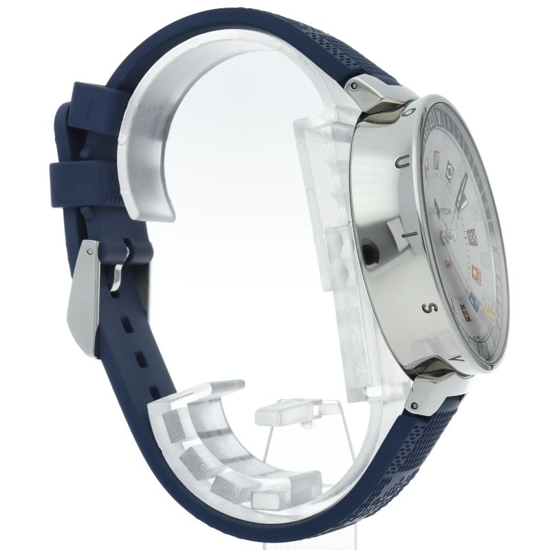 Louis Vuitton Tambour Moon Dual Time GMT Watch 43.5 Box SS Rubber — view 4