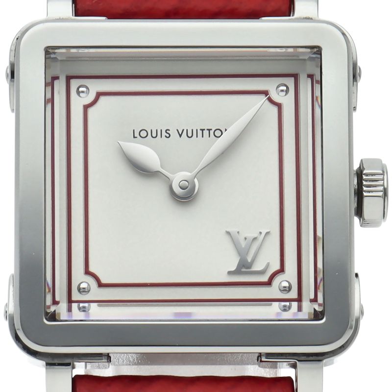 Louis Vuitton Amplisse PM Watch SS Leather Silver Polished