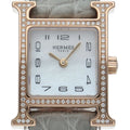 Hermes Watch Mini Diamond Bezel Shell Box 18k Pink Gold