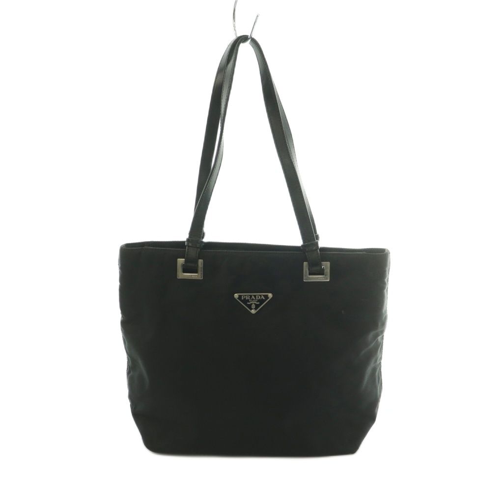 Prada Triangle Plate Tote Nylon Black