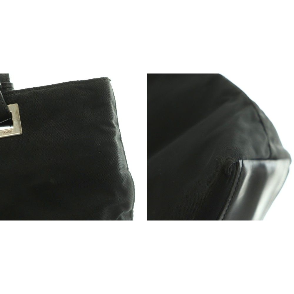 Prada Triangle Plate Tote Nylon Black — view 9