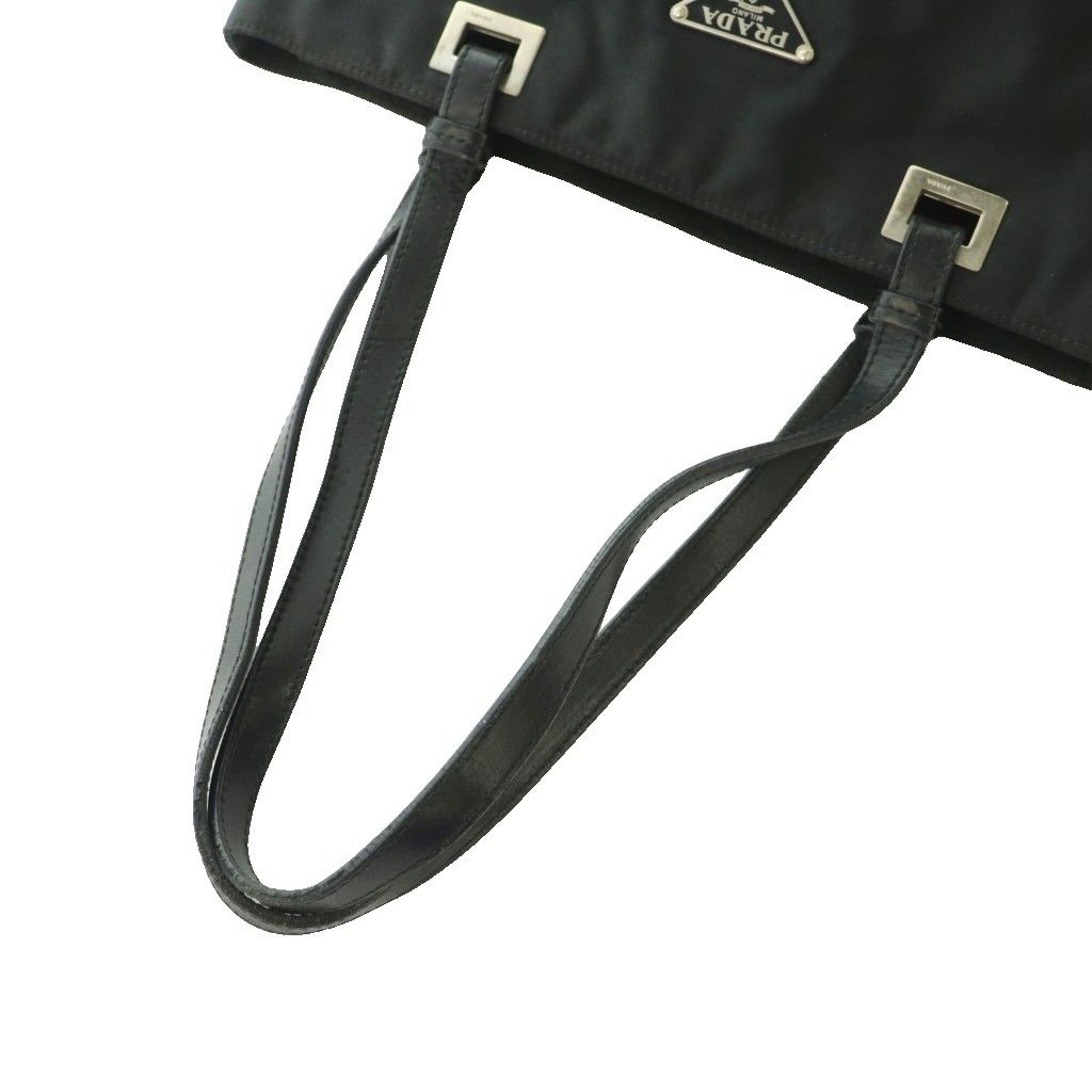 Prada Triangle Plate Tote Nylon Black — view 5