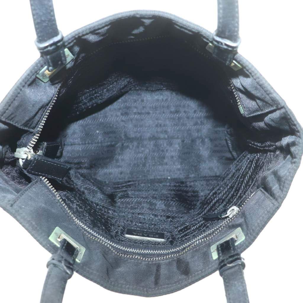 Prada Triangle Plate Tote Nylon Black — view 6