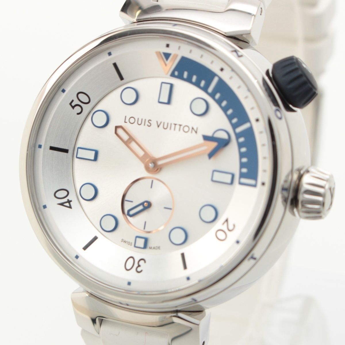 Louis Vuitton Tambour Street Diver Automatic Winding Watch Silver Dial Pacific — view 4