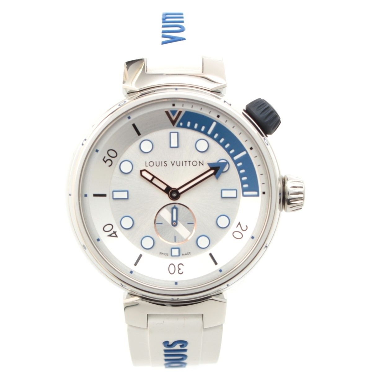 Louis Vuitton Tambour Street Diver Automatic Winding Watch Silver Dial Pacific