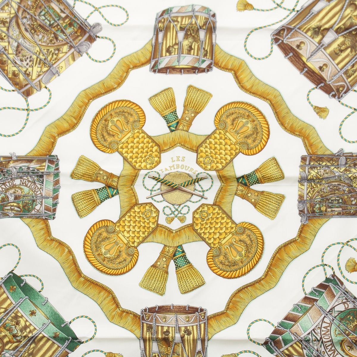 Hermes Carre 90 les Tambours Taiko Silk Scarf Green — view 6