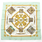 Hermes Carre 90 les Tambours Taiko Silk Scarf Green