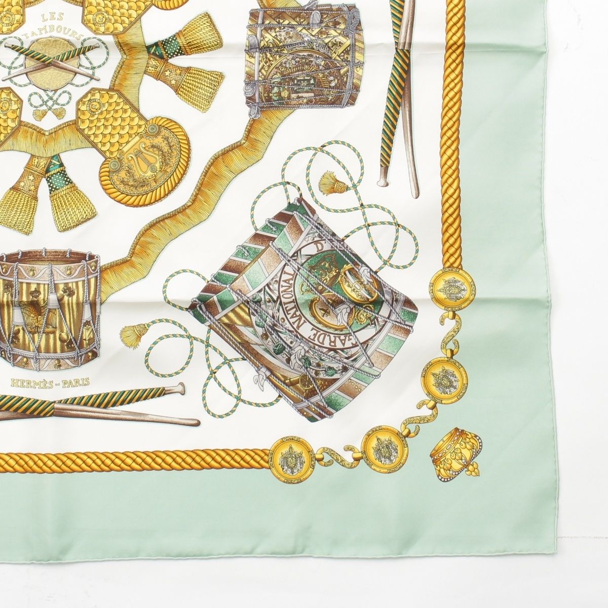 Hermes Carre 90 les Tambours Taiko Silk Scarf Green — view 5