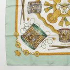 Hermes Carre 90 les Tambours Taiko Silk Scarf Green — view 4