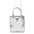 Prada Leather Triangle Logo Mini Chain Shoulder Bag Silver