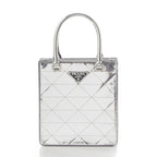Prada Leather Triangle Logo Mini Chain Shoulder Bag Silver — view 2