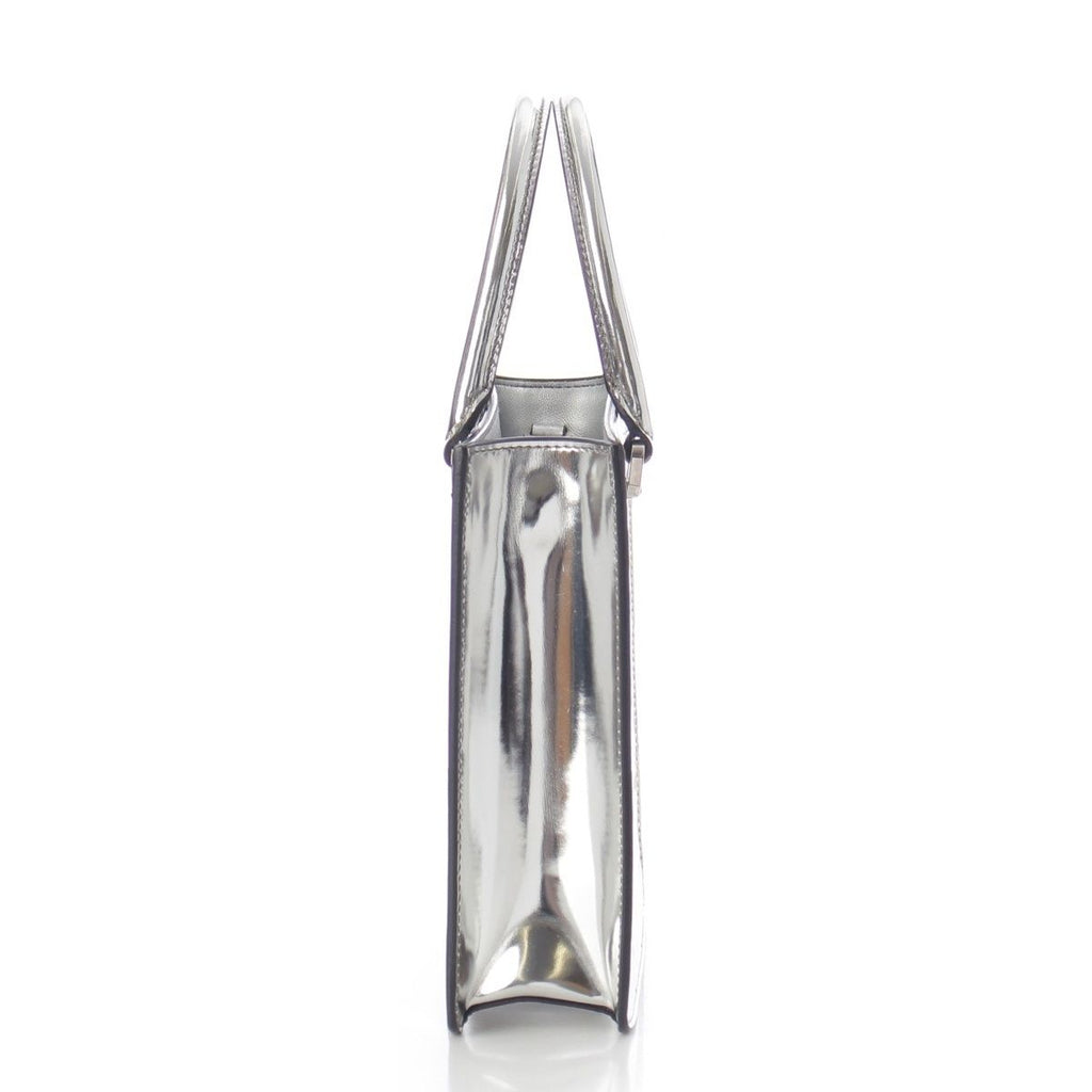 Prada Leather Triangle Logo Mini Chain Shoulder Bag Silver — view 4