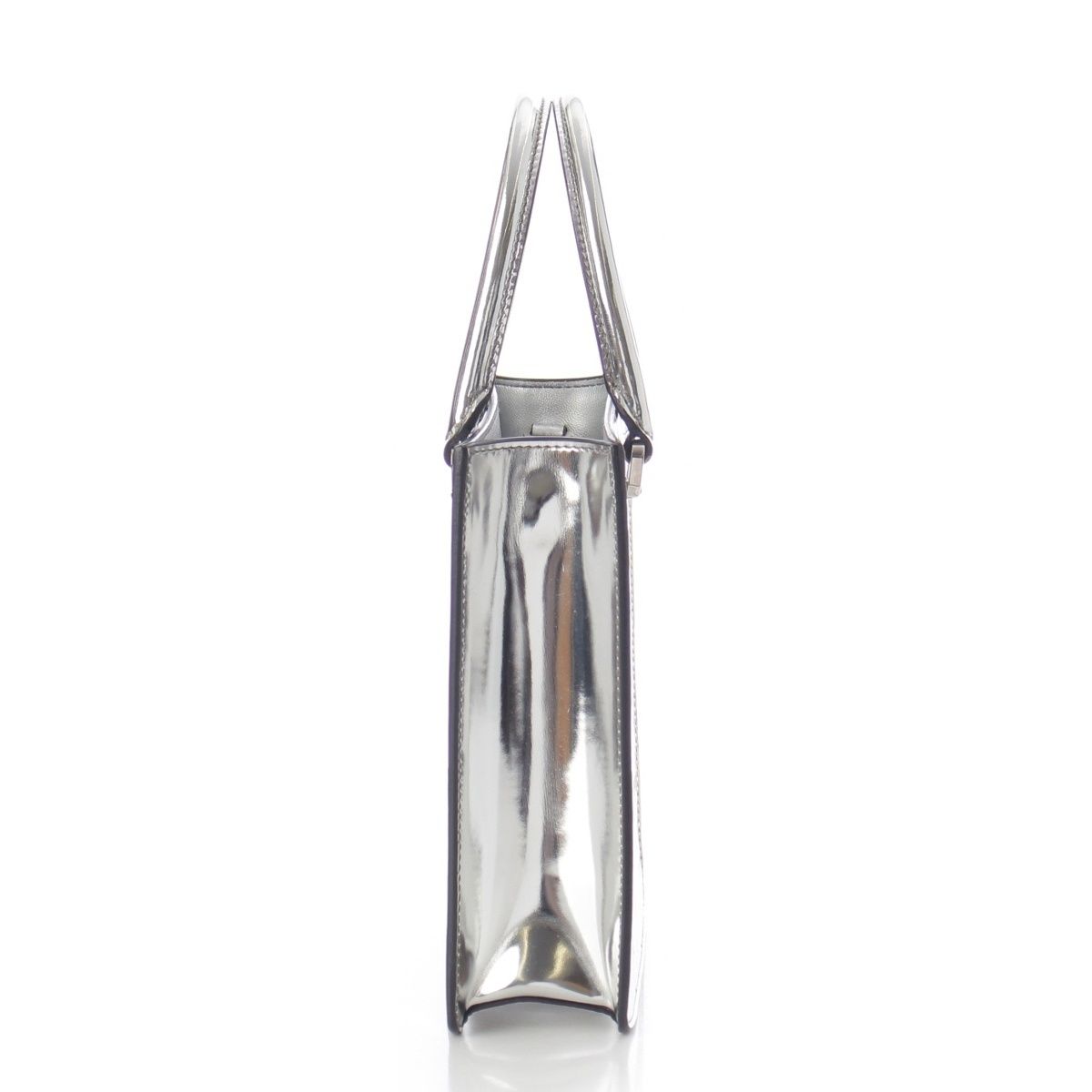 Prada Leather Triangle Logo Mini Chain Shoulder Bag Silver — view 4