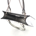 Prada Leather Triangle Logo Mini Chain Shoulder Bag Silver — view 7