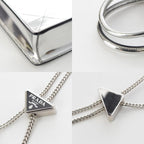 Prada Leather Triangle Logo Mini Chain Shoulder Bag Silver — view 9