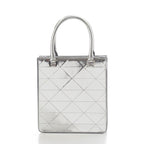 Prada Leather Triangle Logo Mini Chain Shoulder Bag Silver — view 5