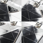 Prada Leather Triangle Logo Mini Chain Shoulder Bag Silver — view 8