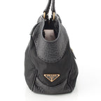 Prada Leather Nylon Trim Handbag Black — view 4