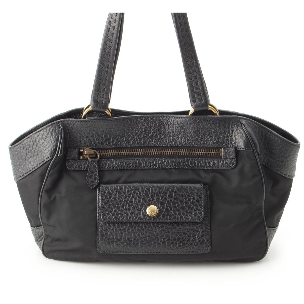 Prada Leather Nylon Trim Handbag Black — view 2