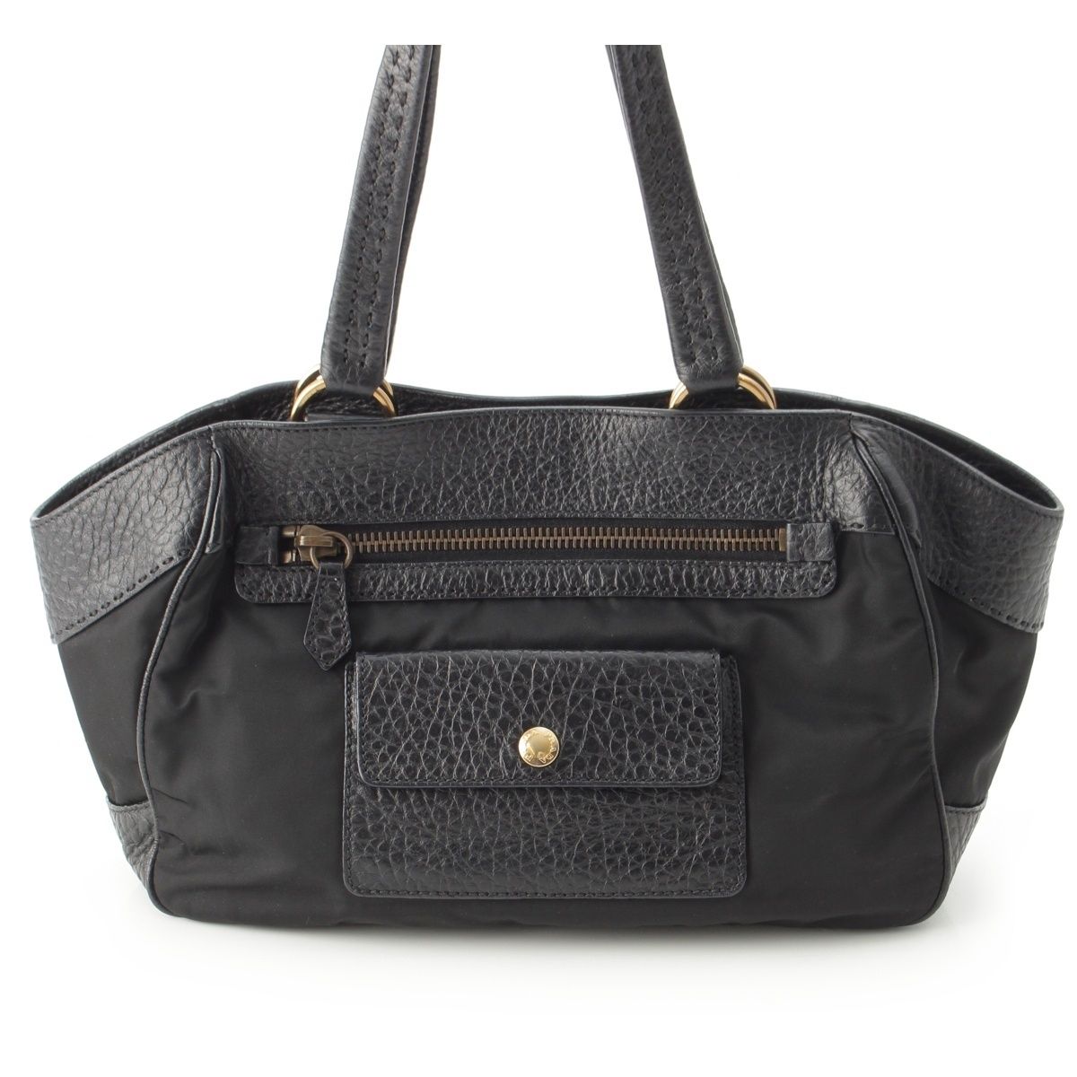 Prada Leather Nylon Trim Handbag Black — view 2