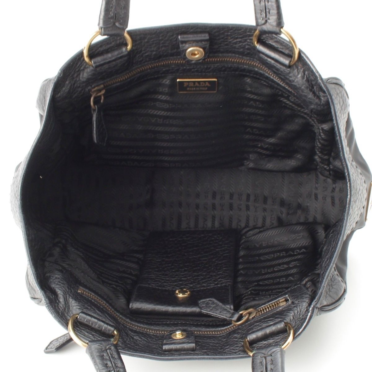 Prada Leather Nylon Trim Handbag Black — view 7