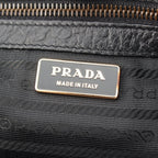 Prada Leather Nylon Trim Handbag Black — view 8