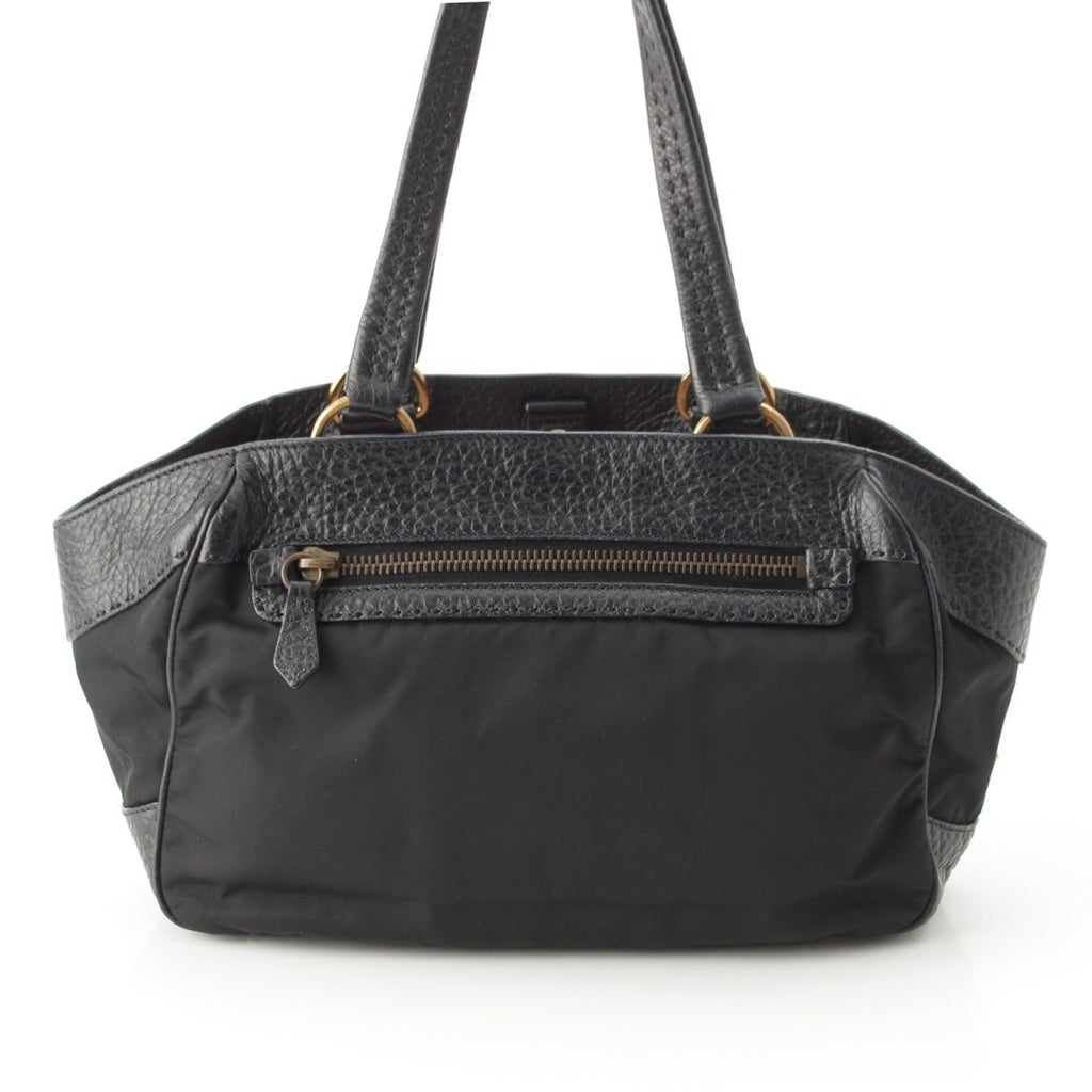 Prada Leather Nylon Trim Handbag Black — view 5
