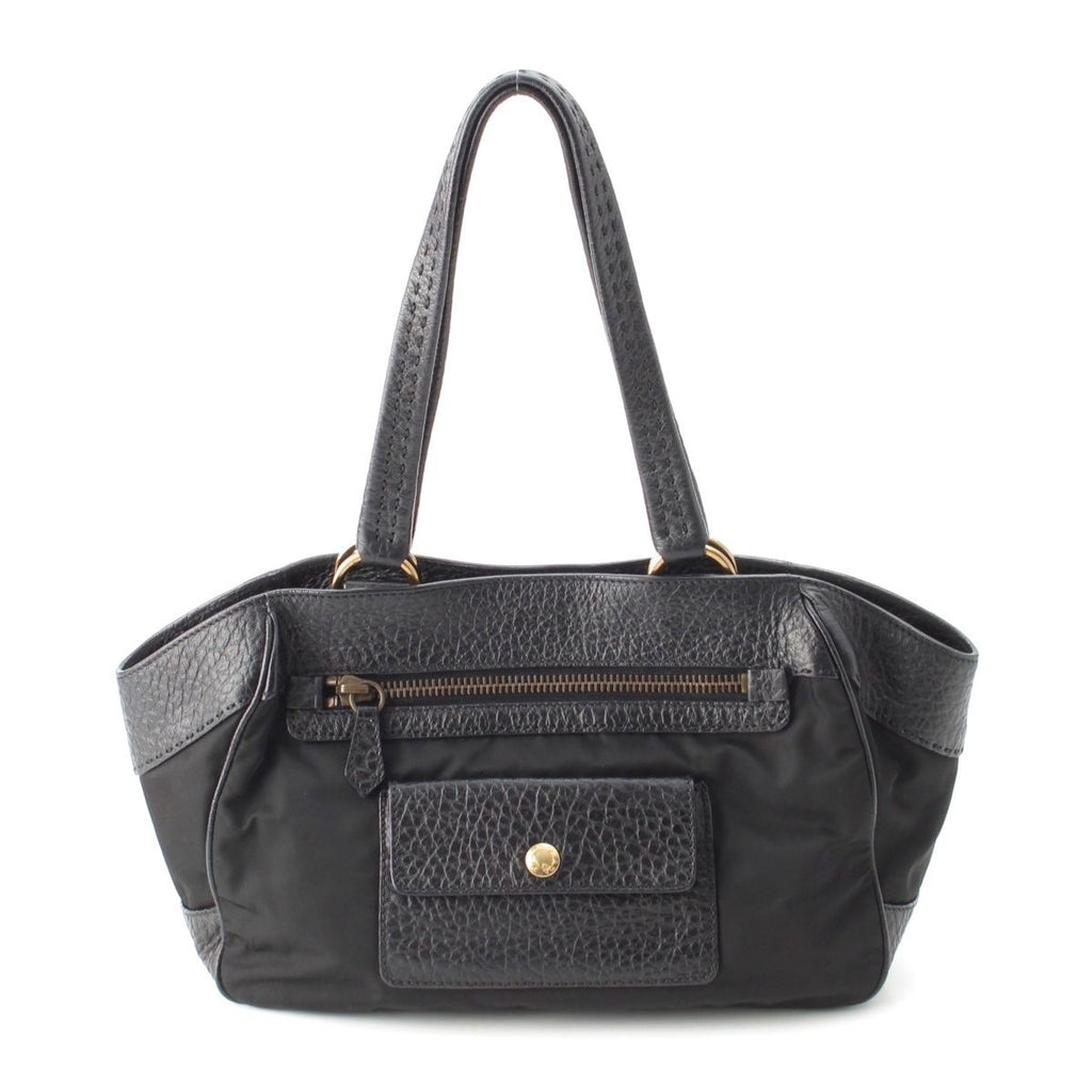 Prada Leather Nylon Trim Handbag Black