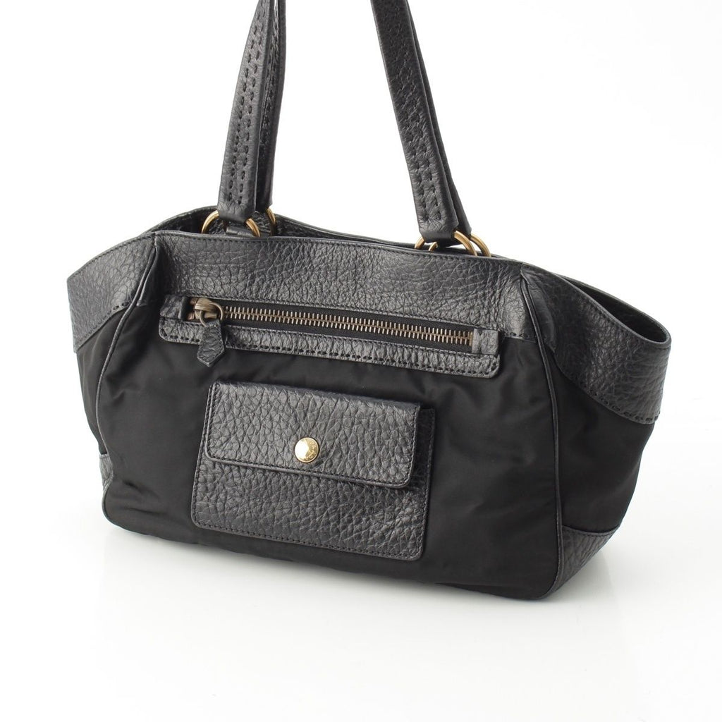 Prada Leather Nylon Trim Handbag Black — view 3
