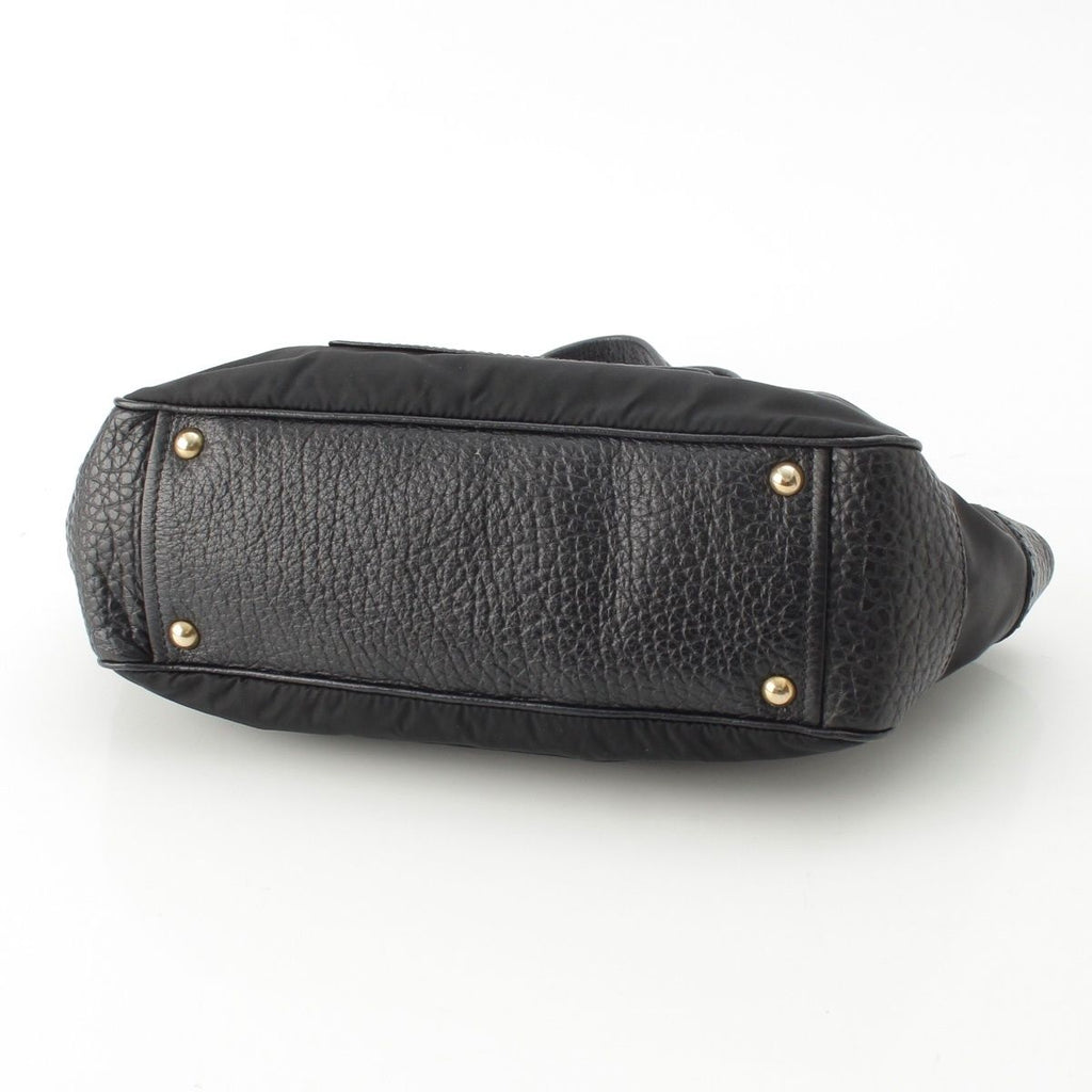 Prada Leather Nylon Trim Handbag Black — view 6