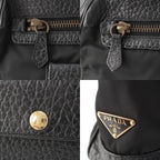 Prada Leather Nylon Trim Handbag Black — view 9