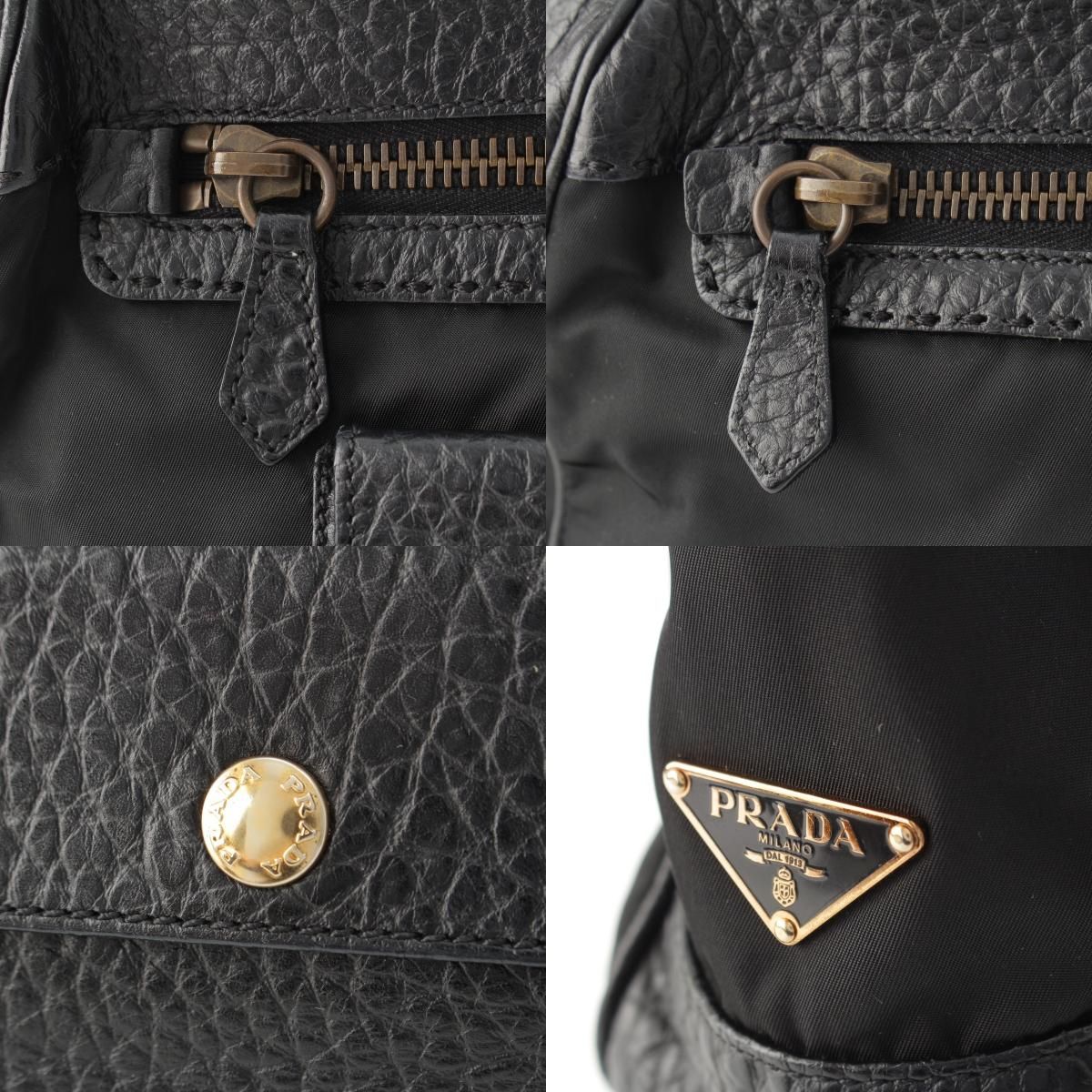 Prada Leather Nylon Trim Handbag Black — view 9
