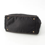 Prada Leather Nylon Logo Handbag 2-Way Shoulder Black Brown Green — view 5