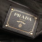 Prada Leather Nylon Logo Handbag 2-Way Shoulder Black Brown Green — view 7