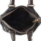 Prada Leather Nylon Logo Handbag 2-Way Shoulder Black Brown Green — view 6