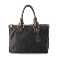 Prada Leather Nylon Logo Handbag 2-Way Shoulder Black Brown Green