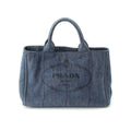 Prada Canapa Denim Handbag 2-Way Shoulder Indigo Blue
